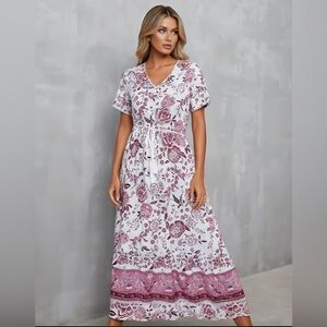 Floral Print Ruffle Hem Dress.